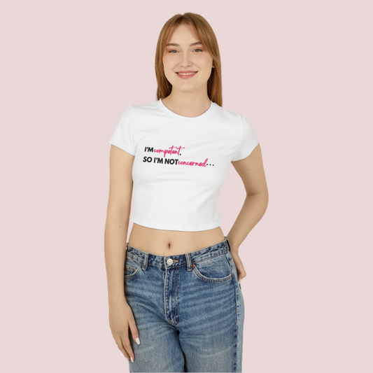 The “Competent” Cropped Tee, inspired by lawyer and Congresswoman Jasmine Crockett. A stylish and empowering statement piece for those who know their worth. Available in black, cream, pink slip, and white. Perfect for law students, lawyers, and anyone who leads with confidence.