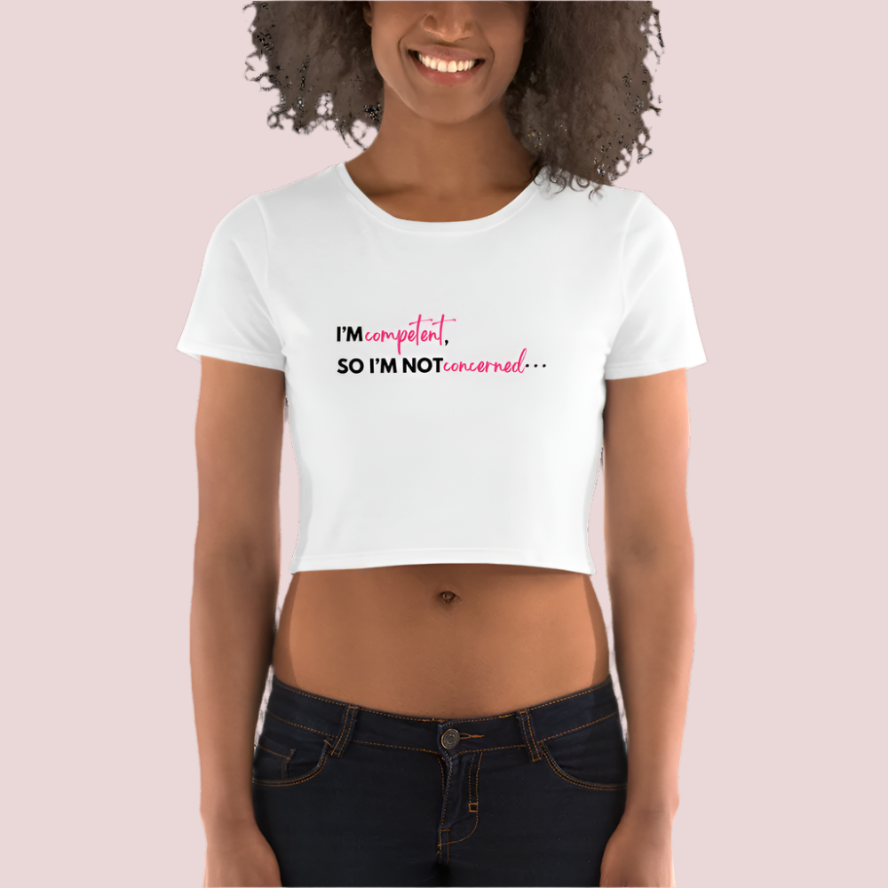 The “Competent” Cropped Tee, inspired by lawyer and Congresswoman Jasmine Crockett. A stylish and empowering statement piece for those who know their worth. Available in black, cream, pink slip, and white. Perfect for law students, lawyers, and anyone who leads with confidence.