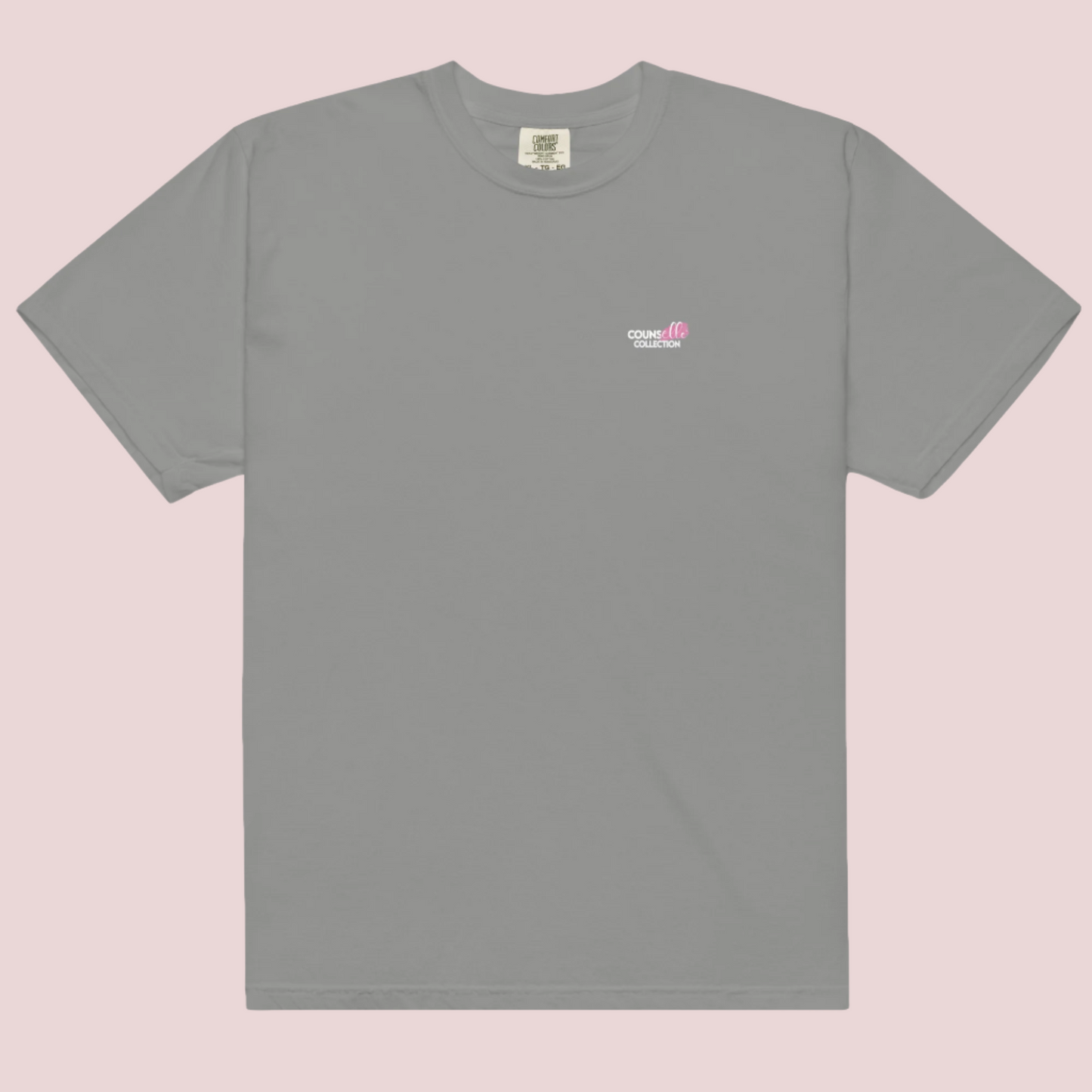 A grey roundneck tee showing the counsellecollection logo.