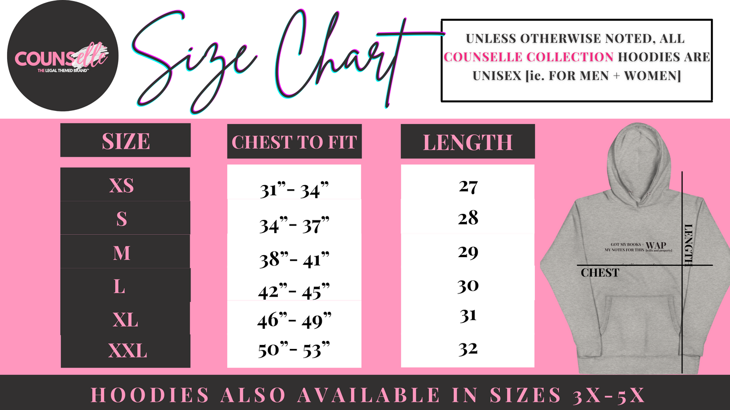 The "stuDYING" Hoodie Size Chart